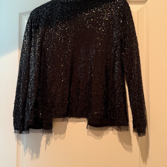 JCrew | Sequin Cotton Open Cardigan | Black | Size: M - Picture 6 of 15
